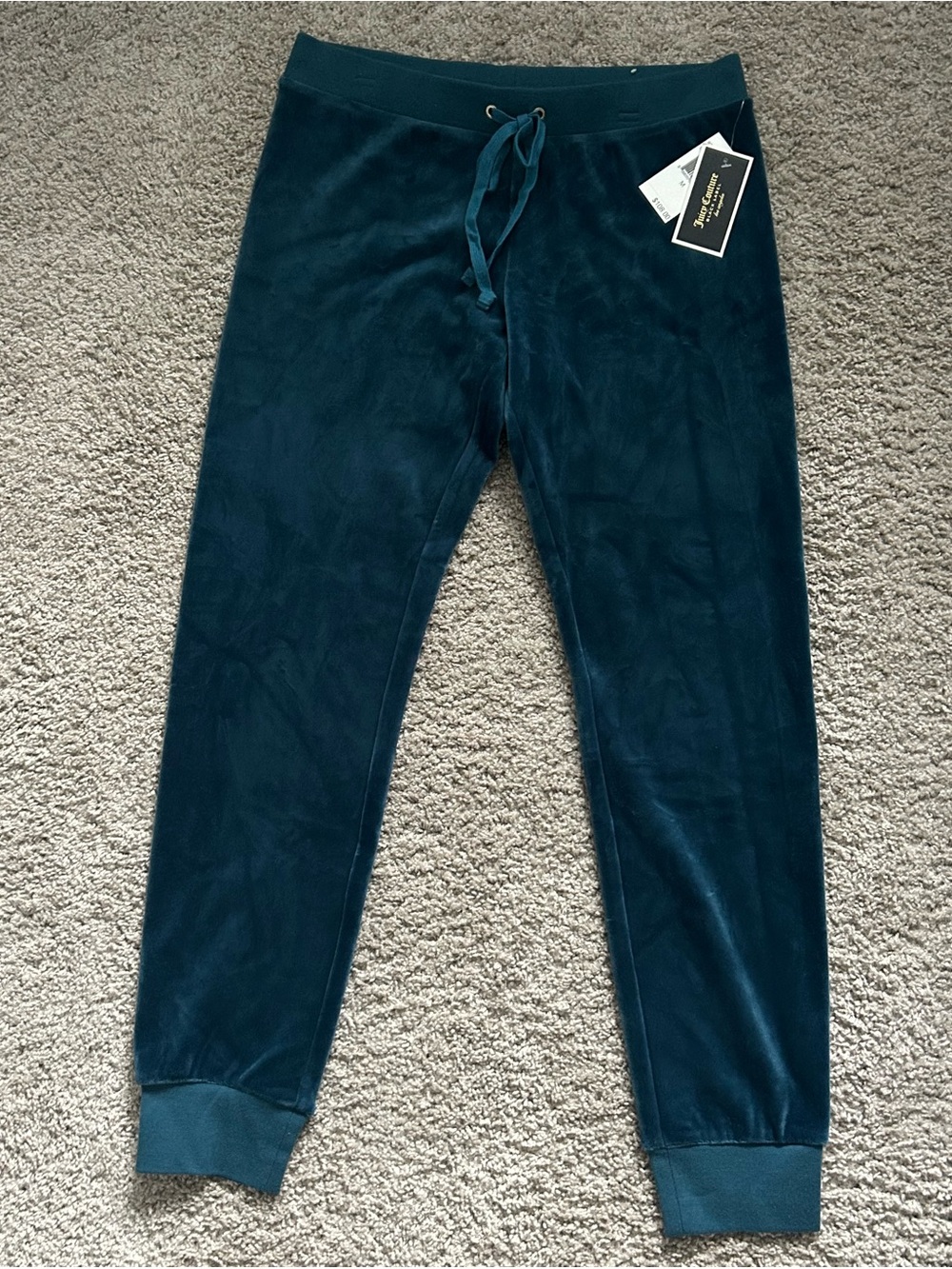 Juicy Couture Black Label Women’s Blue Velour Jogger Pants Drawstring Waist M